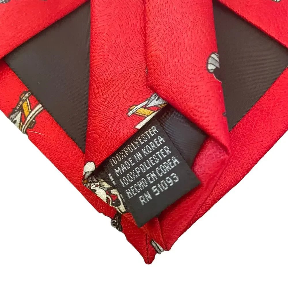 Mickey Unlimited Red Mens Tie With Mickey Mouse on a Train